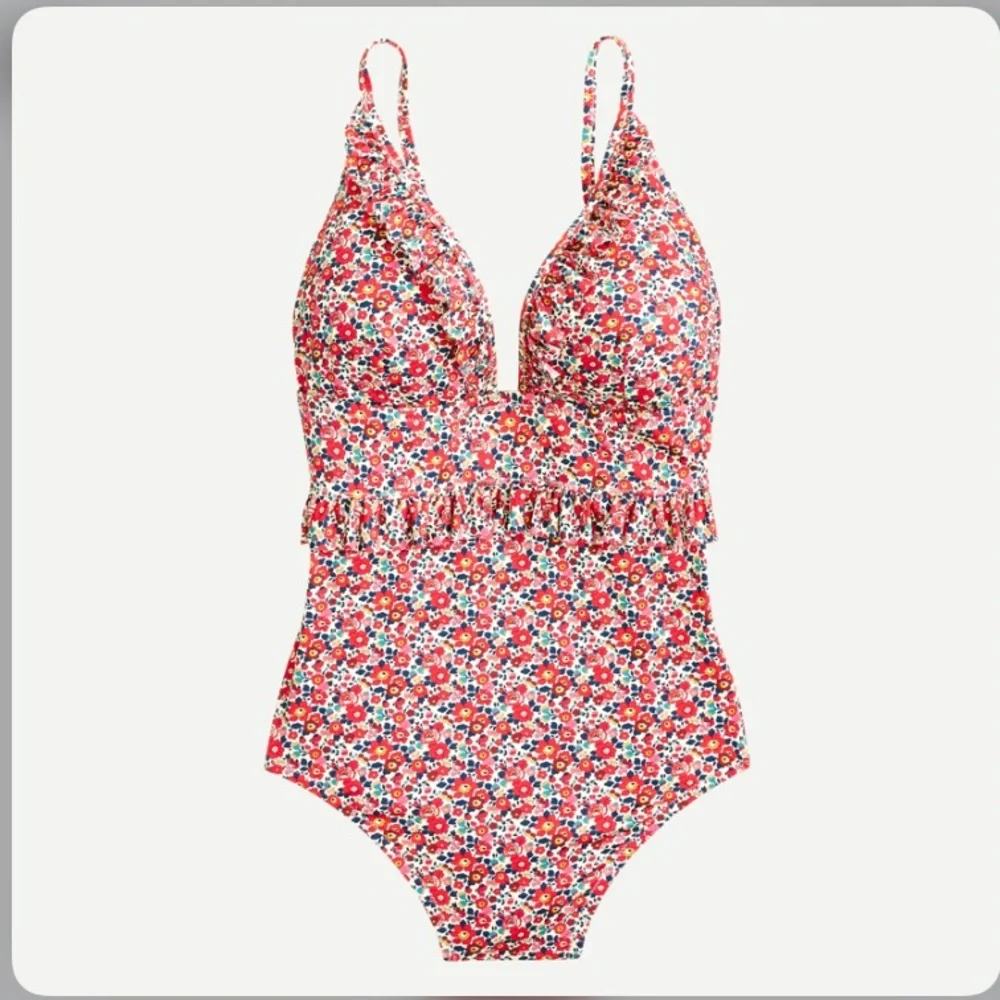 J. Crew NWT Ruffle Deep-V One-Piece Swimsuit‎ in Liberty® Betsy Ann Floral